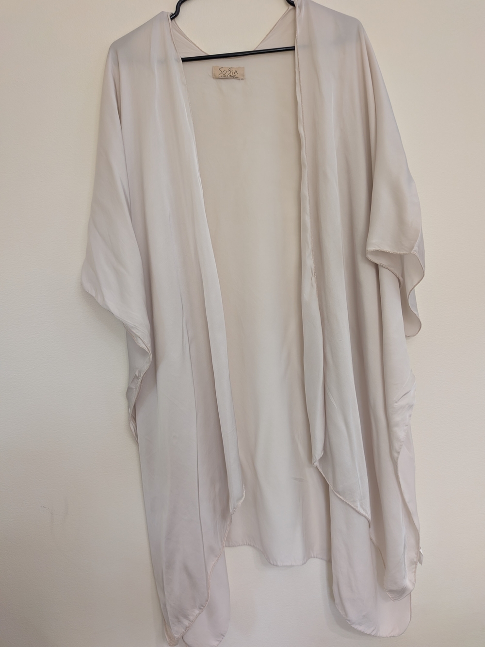 Sofia Elegant Minimalist Ivory Cape Kimono Cover-Up - Picture 3 of 7